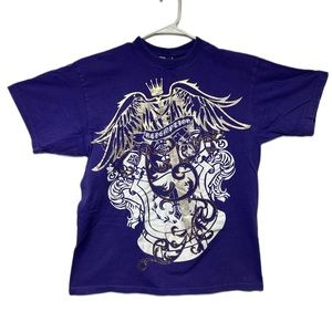Mens Phat Dog Urban Graphic Redemption Angel Wing Royal Purple Tshirt Large